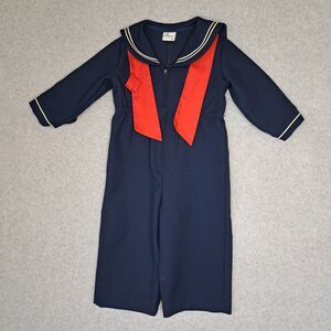 Vintage Bryan Sailor Nautical Coverall Romper Size XL Measurements In Pictures